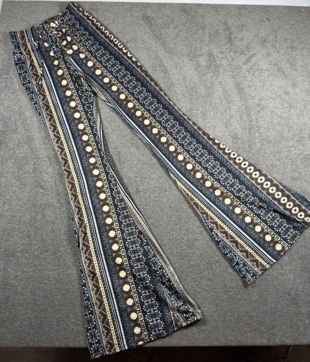 Windsor Boho Flare Bell Bottom Pants Size Small Tribal Stripe Print Stretchy